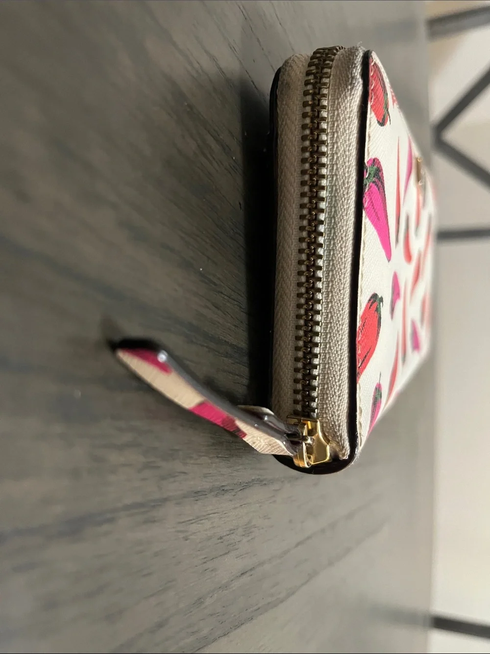 Kate Spade Daycation Pink & Red Hot Peppers Zip Wallet